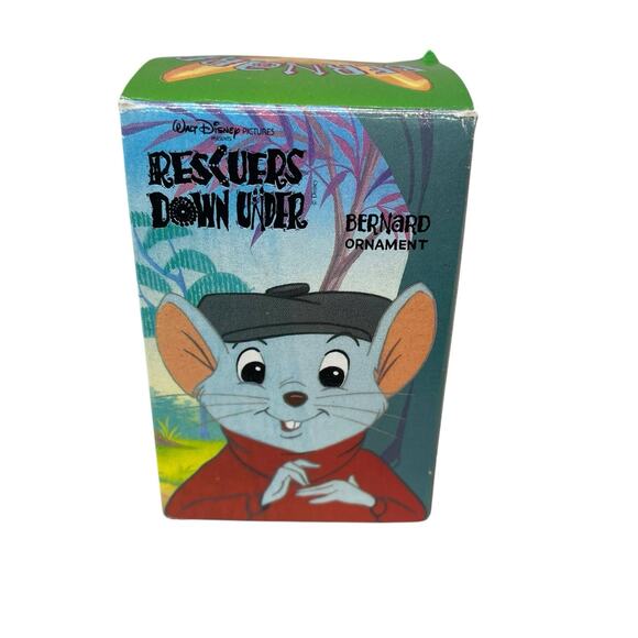 VTG Disney The Rescuers Down Under Bernard Felt Flocked Christmas Ornament w/Box - Picture 9 of 13